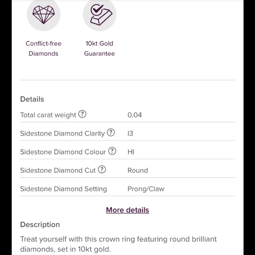 👑 As New- MICHAEL HILL Crown ring with diamonds - Picture 6 of 11